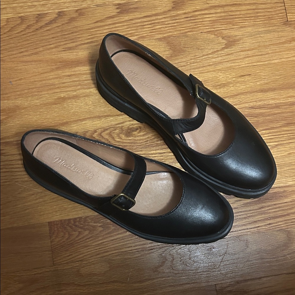 Madewell Black Leather Mary Jane Flats
